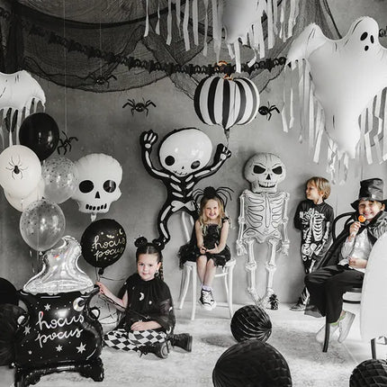 Ballons d'Halloween Noirs Blancs Araignées 30cm 6pcs