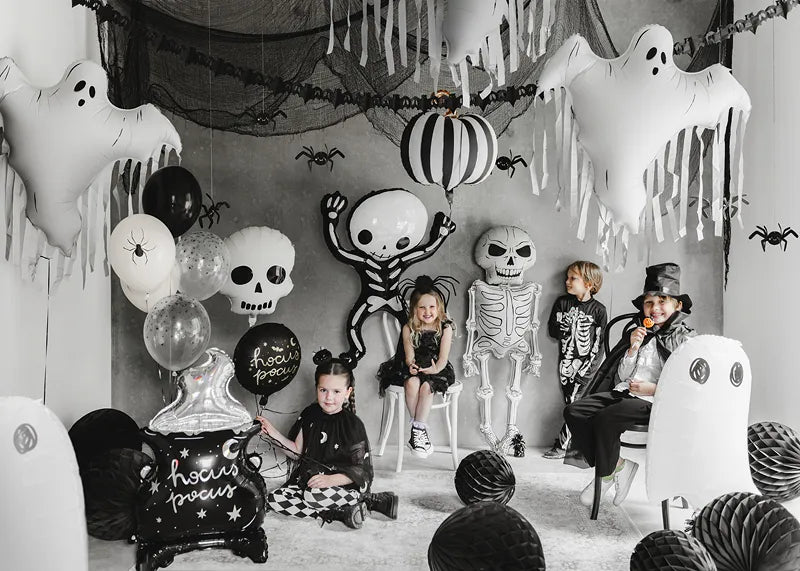 Ballons d'Halloween Noirs Blancs Araignées 30cm 6pcs