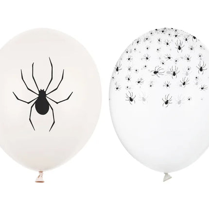 Ballons d'Halloween Blancs Noirs Araignées 30cm 50pcs