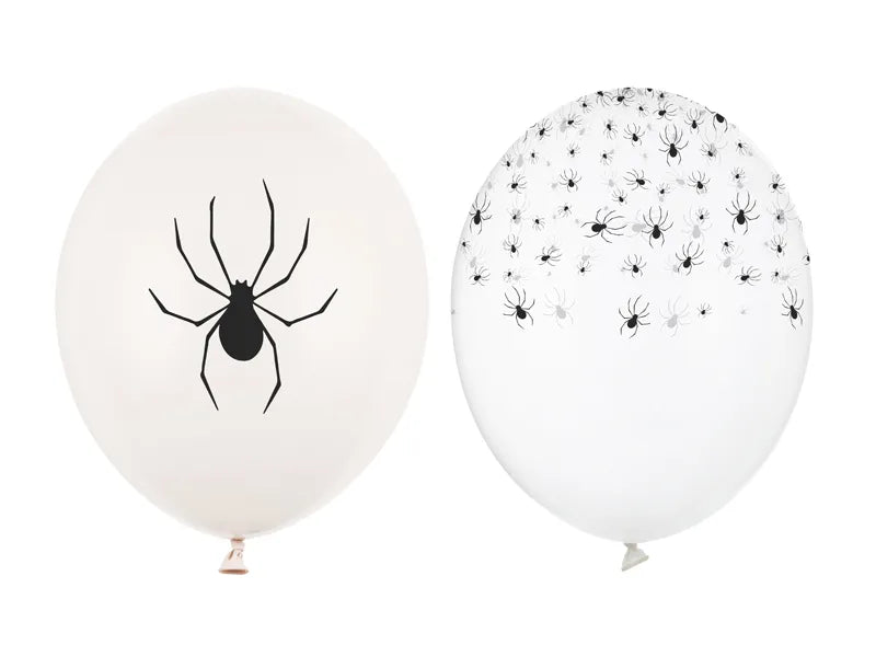 Ballons d'Halloween Blancs Noirs Araignées 30cm 50pcs
