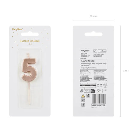 Bougie de 5 ans Rose Gold 9cm