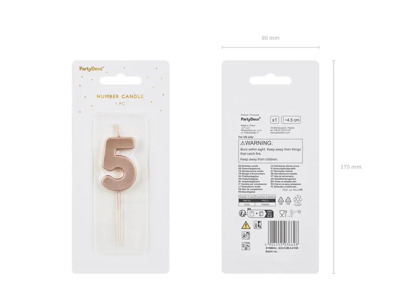 Bougie de 5 ans Rose Gold 9cm