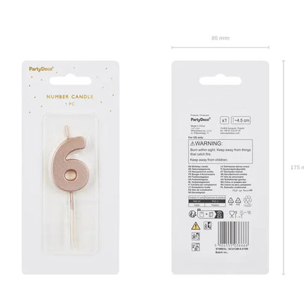 Bougie de 6 ans Rose Gold 9cm