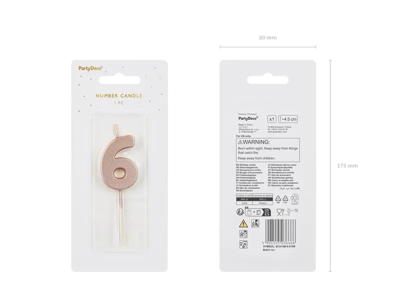 Bougie de 6 ans Rose Gold 9cm