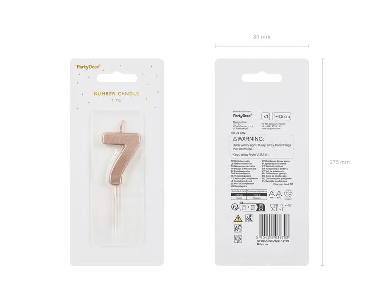 Bougie de 7 ans Rose Gold 9cm