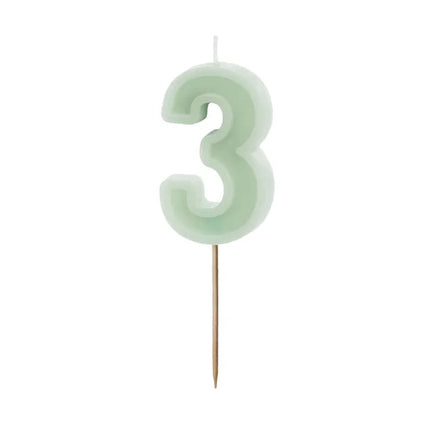 Bougie de 3 ans Vert Menthe 10cm