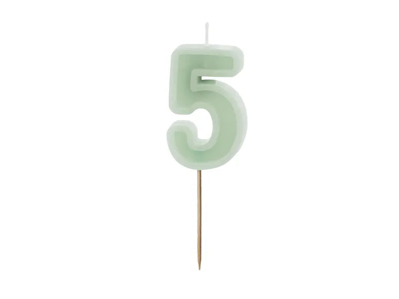 Bougie de 5 ans Vert Menthe 10cm