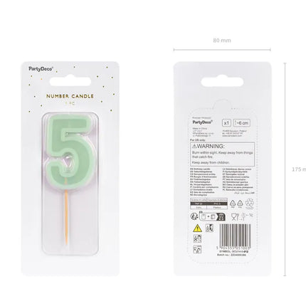 Bougie de 5 ans Vert Menthe 10cm