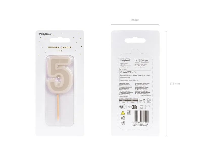 Bougie 5 ans Beige 10cm