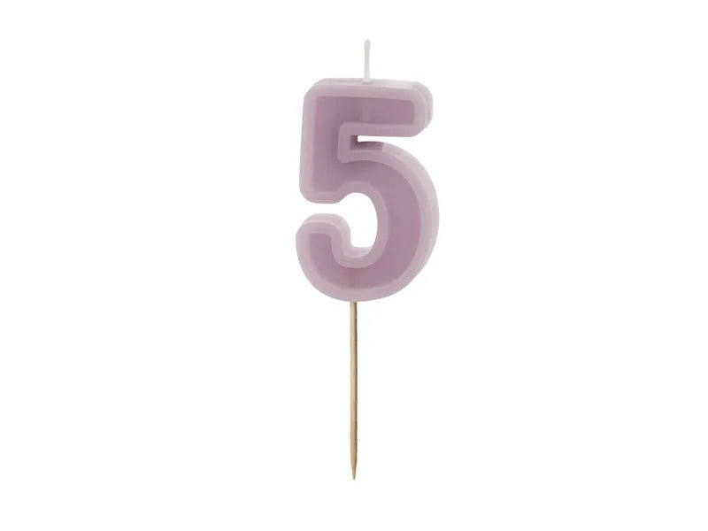 Bougie de 5 ans mauve 10cm