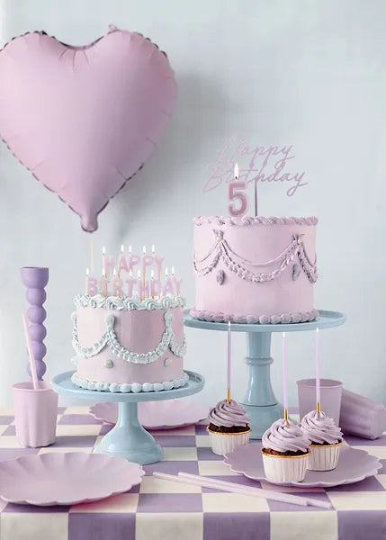 Bougie de 5 ans mauve 10cm