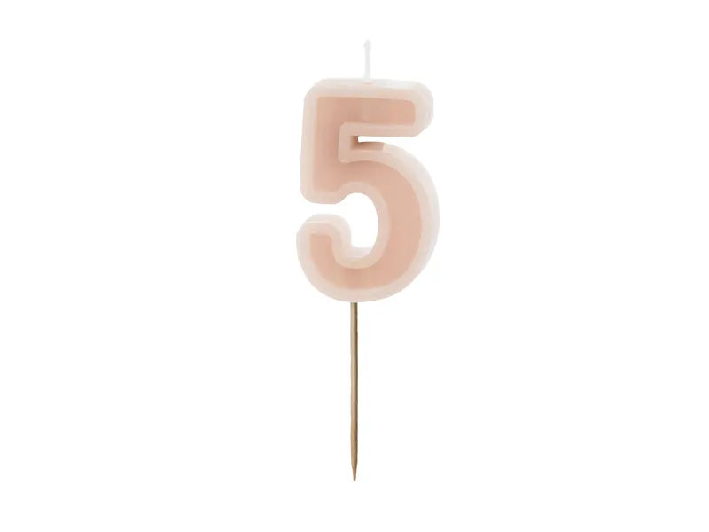 Bougie de 5 ans rose 10cm