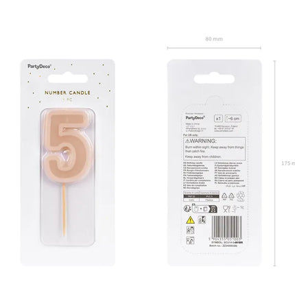 Bougie de 5 ans rose 10cm