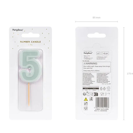 Bougie de 5 ans verte 10cm