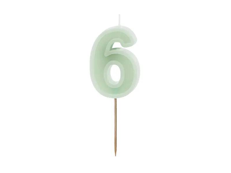 Bougie de 6 ans Vert Menthe 10cm