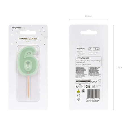 Bougie de 6 ans Vert Menthe 10cm