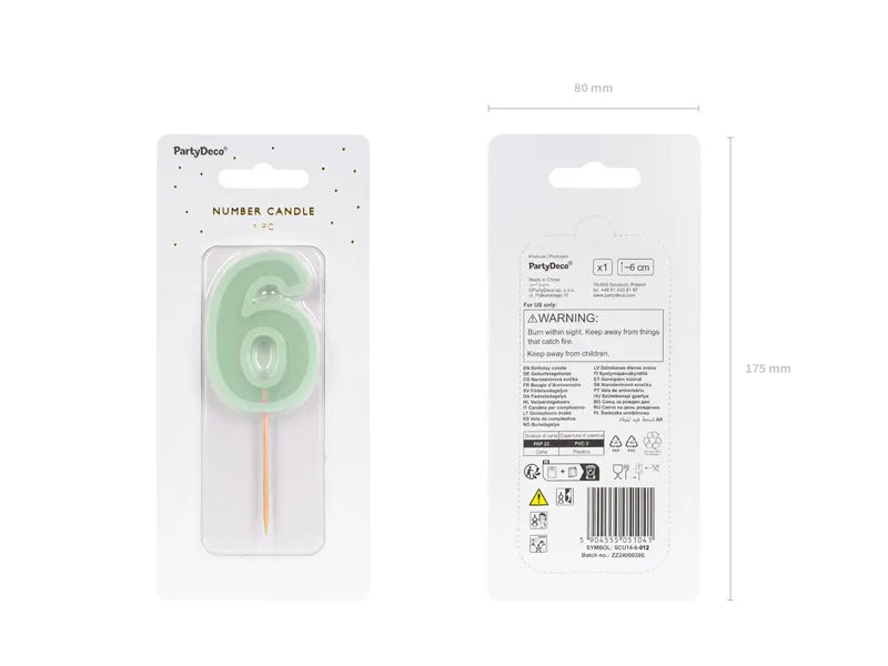 Bougie de 6 ans Vert Menthe 10cm