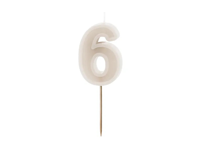 Bougie 6 ans Beige 10cm