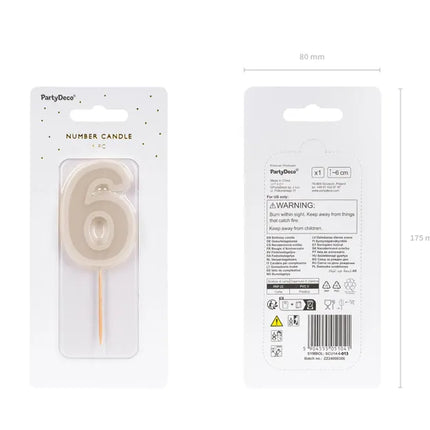 Bougie 6 ans Beige 10cm