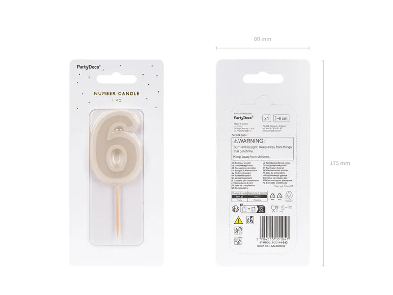 Bougie 6 ans Beige 10cm