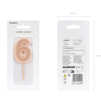 Bougie de 6 ans rose 10cm