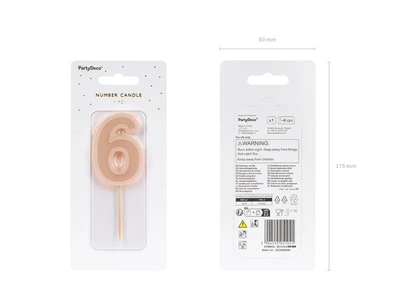 Bougie de 6 ans rose 10cm
