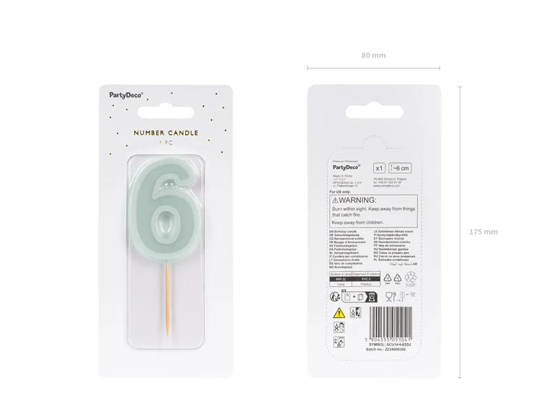 Bougie de 6 ans verte 10cm
