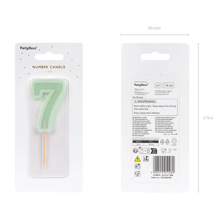 Bougie de 7 ans Vert Menthe 10cm