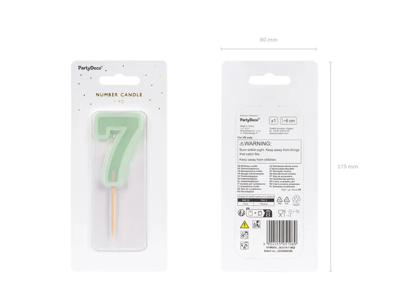 Bougie de 7 ans Vert Menthe 10cm
