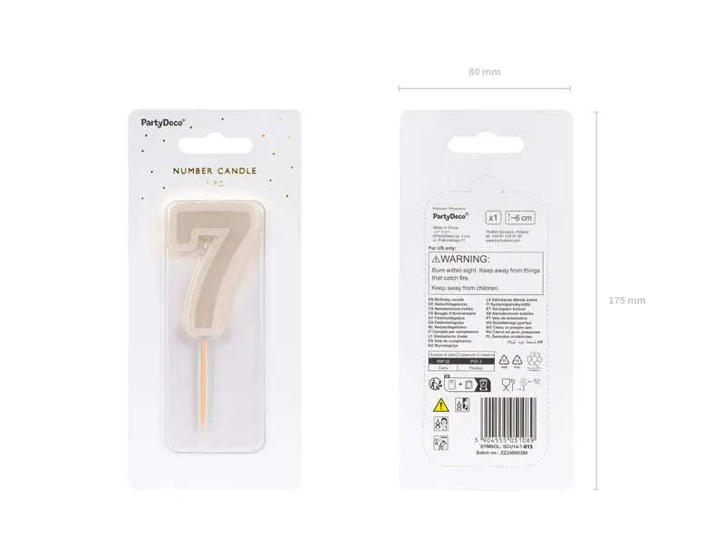 Bougie de 7 ans grise 10cm