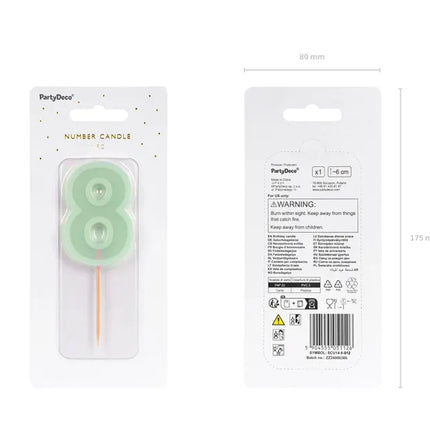 Bougie de 8 ans Vert Menthe 10cm