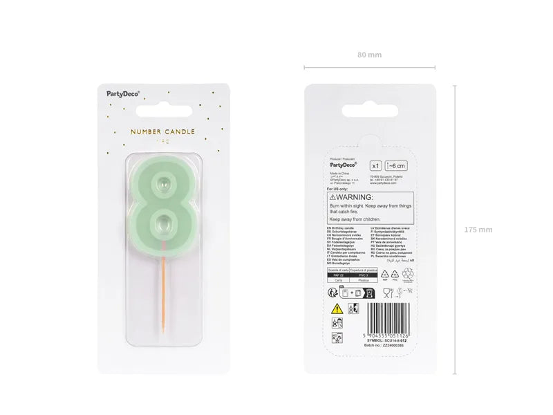 Bougie de 8 ans Vert Menthe 10cm
