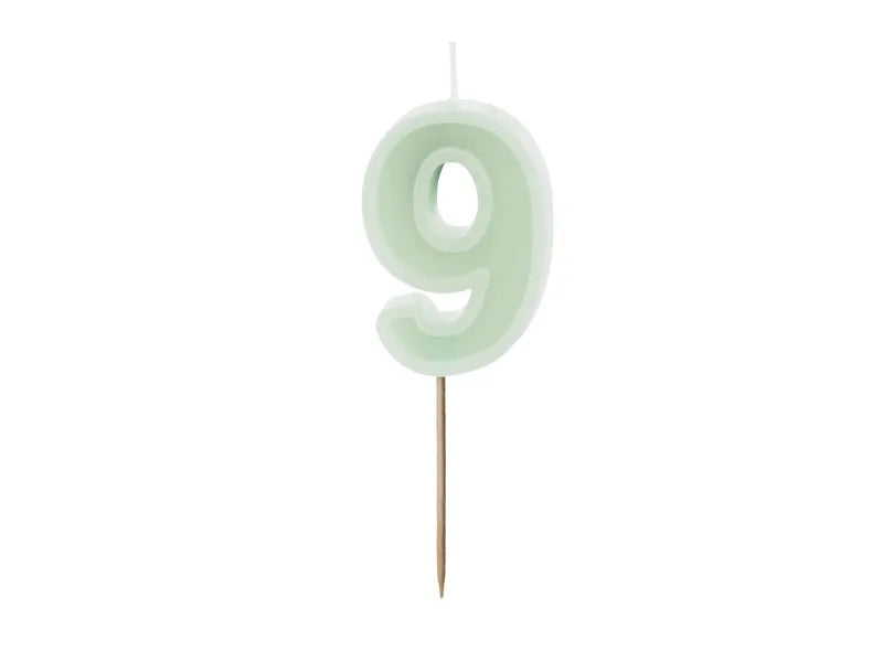 Bougie de 9 ans Vert Menthe 10cm
