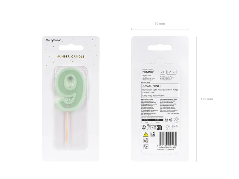 Bougie de 9 ans Vert Menthe 10cm