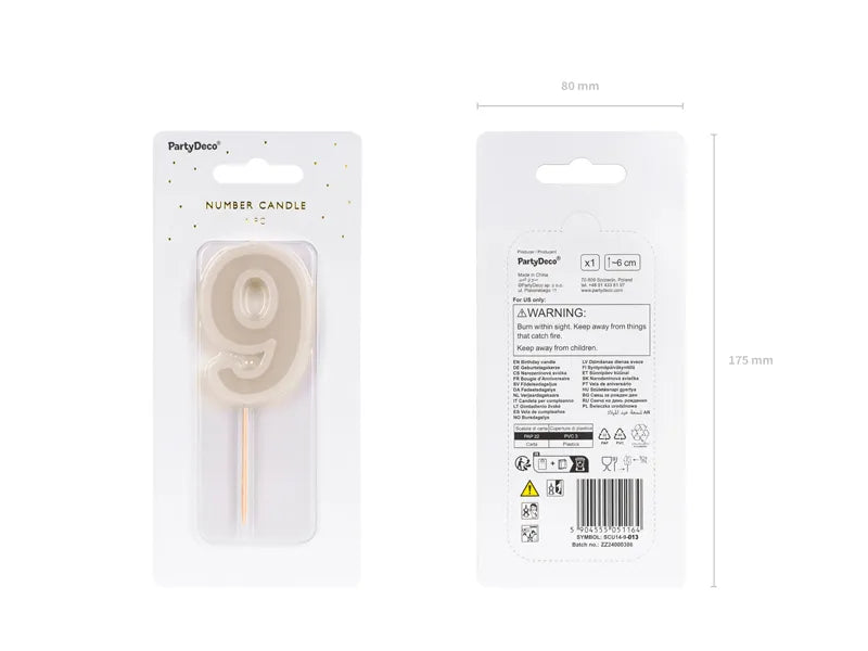 Bougie 9 ans Beige 10cm