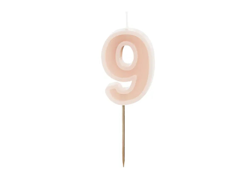 Bougie de 9 ans rose 10cm