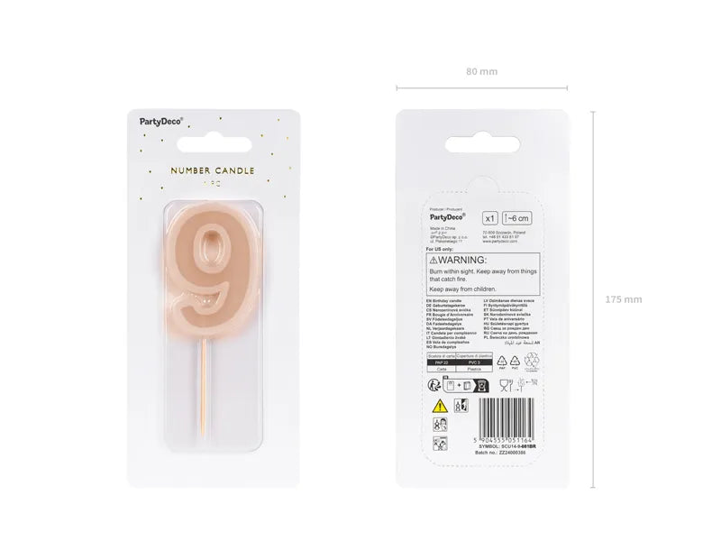 Bougie de 9 ans rose 10cm