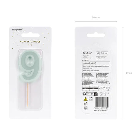 Bougie de 9 ans verte 10cm