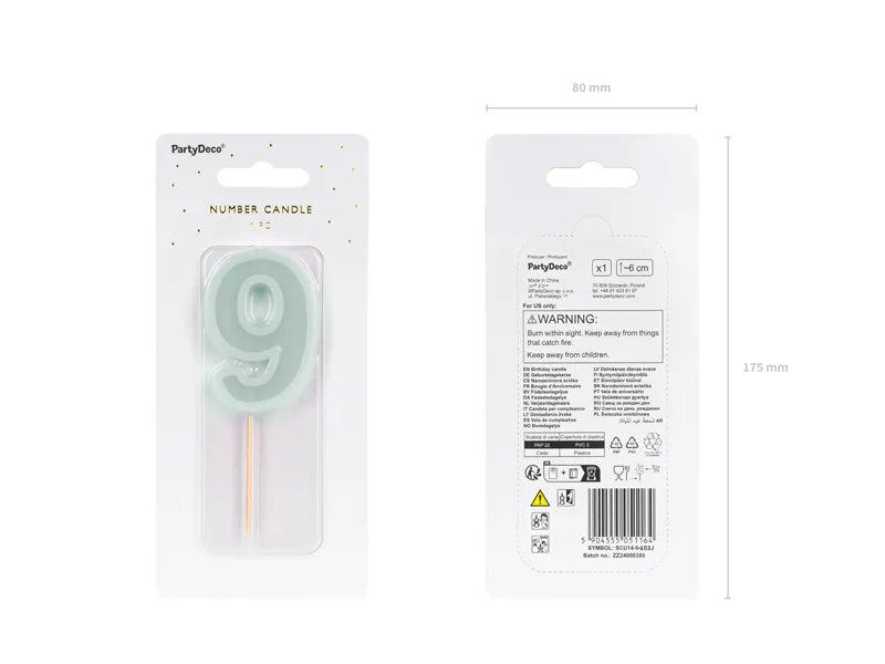 Bougie de 9 ans verte 10cm