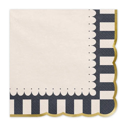 Serviettes de table colorées rayées à bord doré 33cm 12pcs