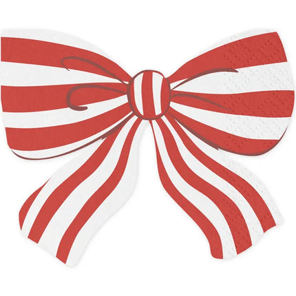 Serviettes de table avec nœud Rouge Blanc 16cm 12pcs