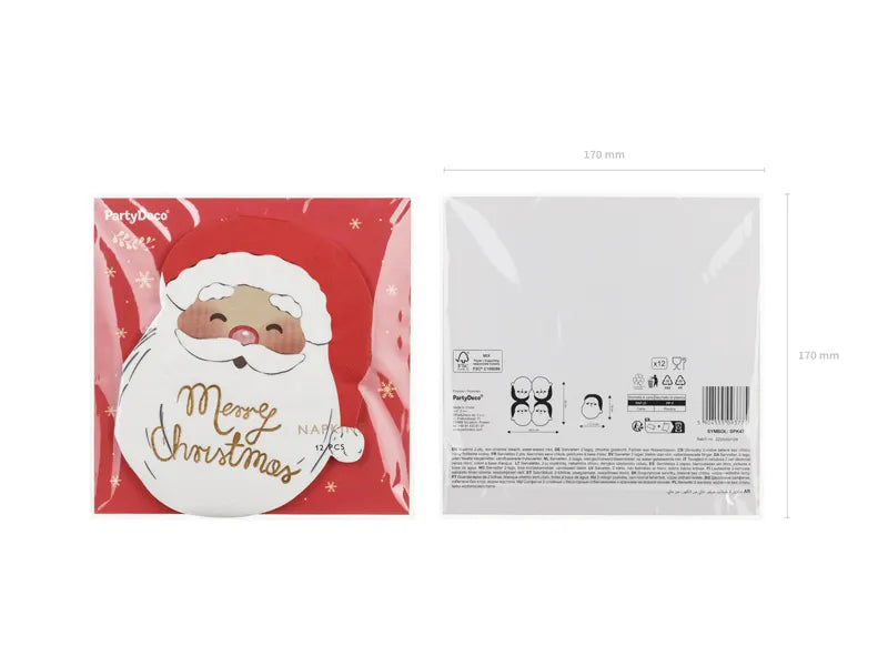 Serviettes de table de Noël Père Noël 16cm 12pcs