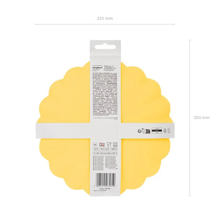 Assiettes jaunes bord dentelé 22cm 4pcs
