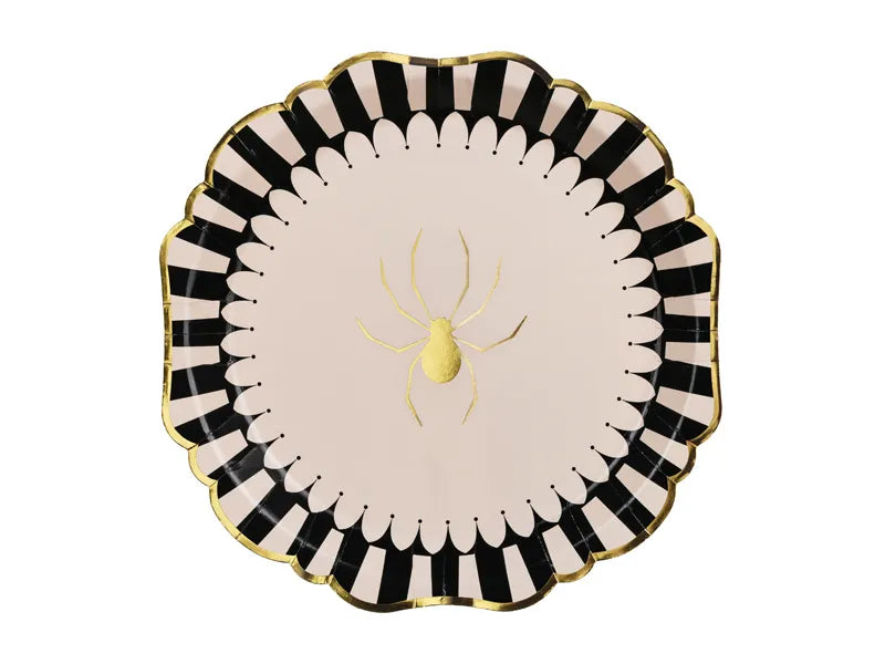 Assiettes d'Halloween Araignée Rayée 23cm 6pcs