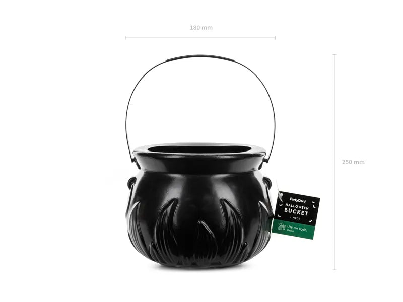 Seau d'Halloween chaudron noir 18cm