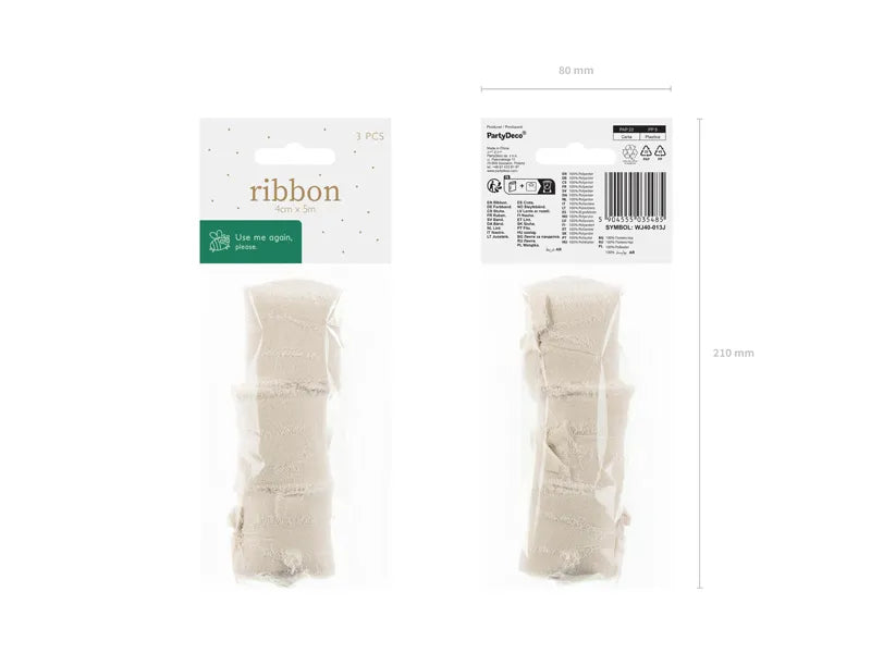 Ruban beige 5m 3pcs