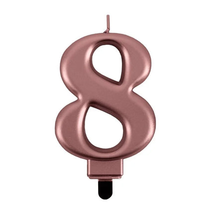 Bougie rose métallisé « 8 ans »