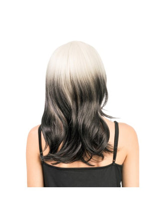 Perruque Billie noire et blanche, 48 cm