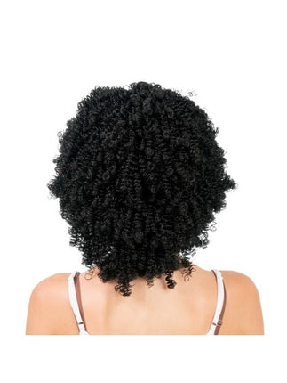 Perruque noire bouclée 35 cm