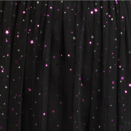 Jupe Tule pour femme, noire avec des paillettes violettes